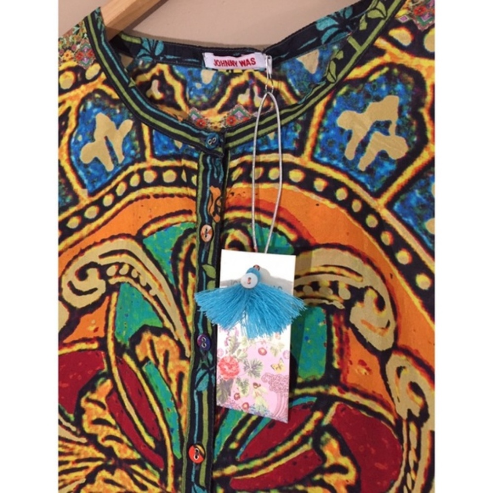 Johnny Was Reasona Stain Glass Silk Boho Tunic - Picture 3 of 8